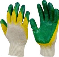 Перчатки трикотажные с латексным обливом зеленые 10" от магазина ЕвроМетизы